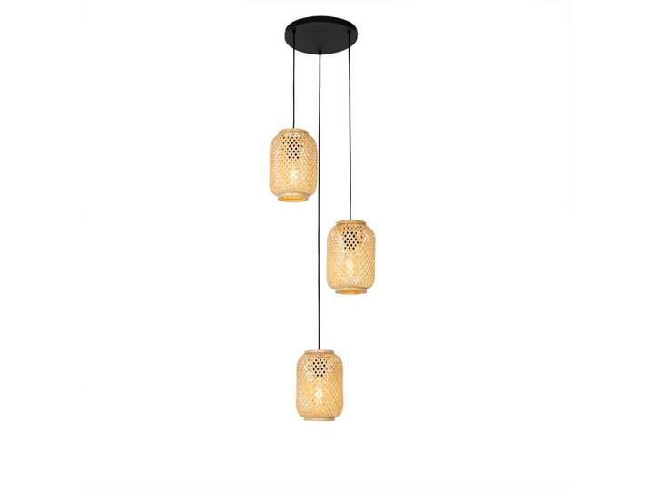 Lampe suspendue orientale bambou 3 lumières