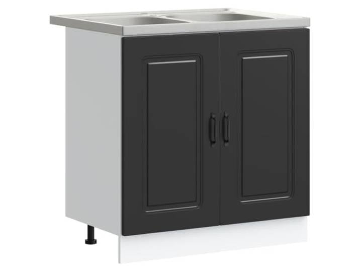 Favemtsl Küchenschrank Kalmar in Schwarz, 80x46x81,5 cm, Holzwerkstoff Kompakte Anrichte mit 2 türen für Küche und Esszimmer. Viel Stauraum für Geschirr und Vorräte im modernen Design.