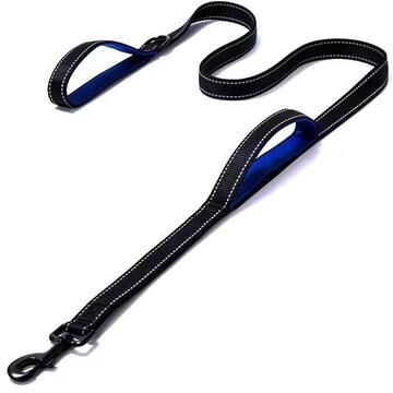 Uplift Essentials Professional Heavy Duty Dual Handle Reflective Safety Leash royal Blue l