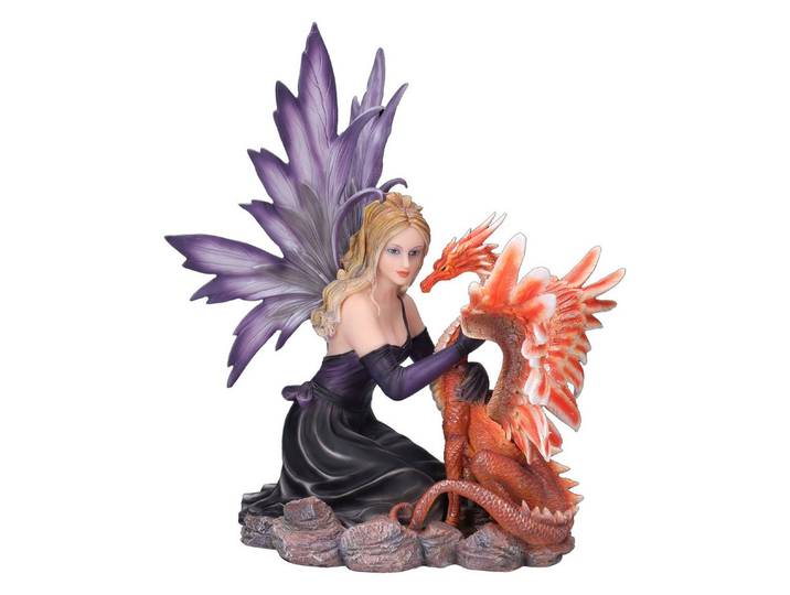 Figuren Shop GmbH Fantasy-Figur Elfenfigur - Tiara mit Feuerdrache - Fantasy Fee Figur Dekoration