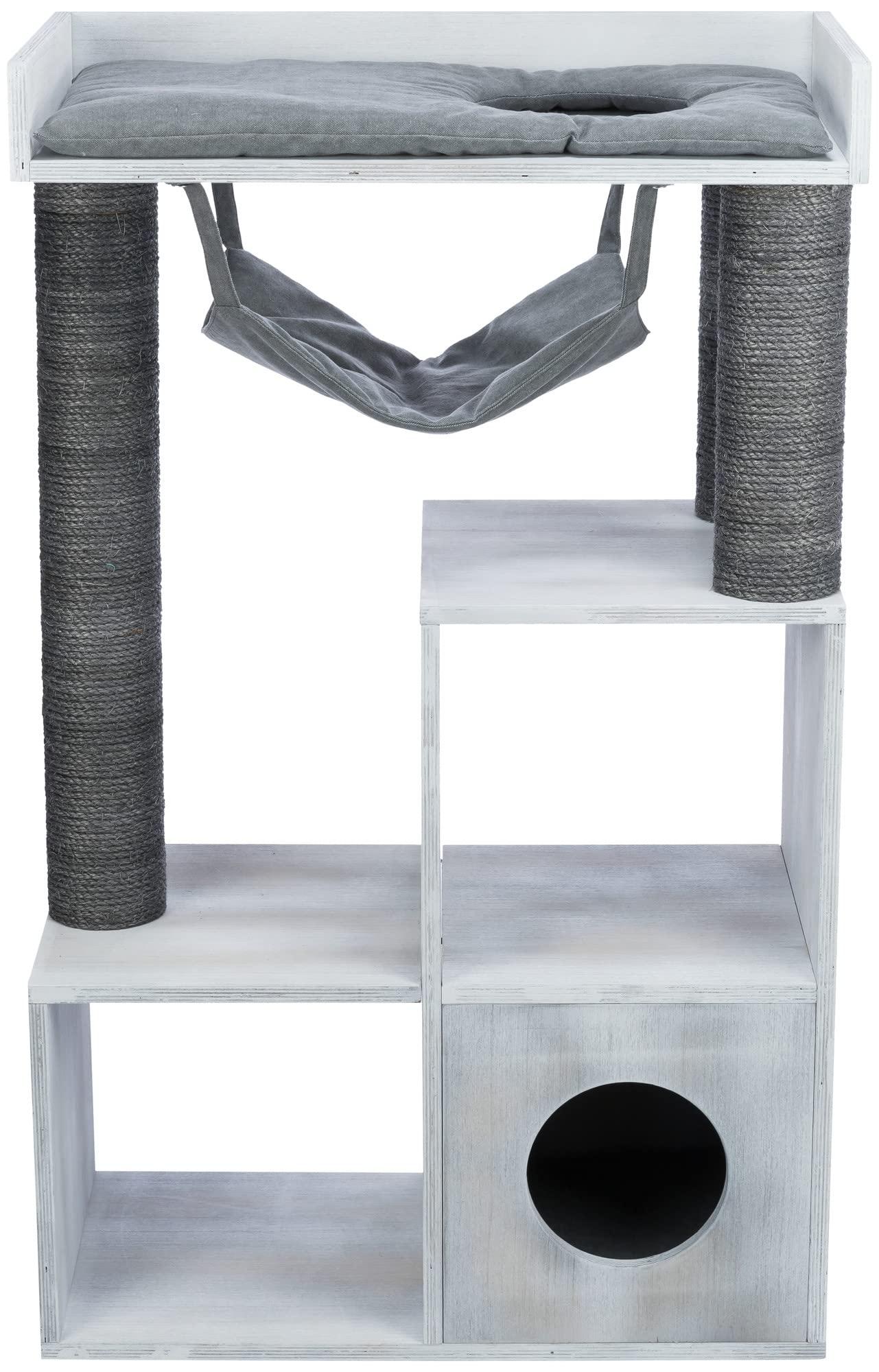 TRIXIE Kratzbaum mit Regalfunktion, Katzenkratzbaum, Freistehend, Grau, Polyester, Handwäsche, 11 cm