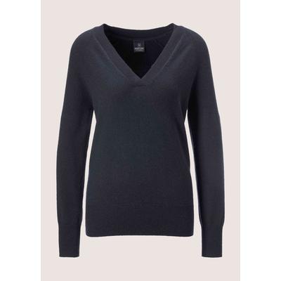 Longpullover MADELEINE "Pullover Kaschmirpullover mit V-Ausschnitt", Damen, Gr. 34, blau (marine), Obermaterial: 100% Kaschmir WS., Modern, V-Ausschnitt, Pullover Longpullover, Edles Maschenbild