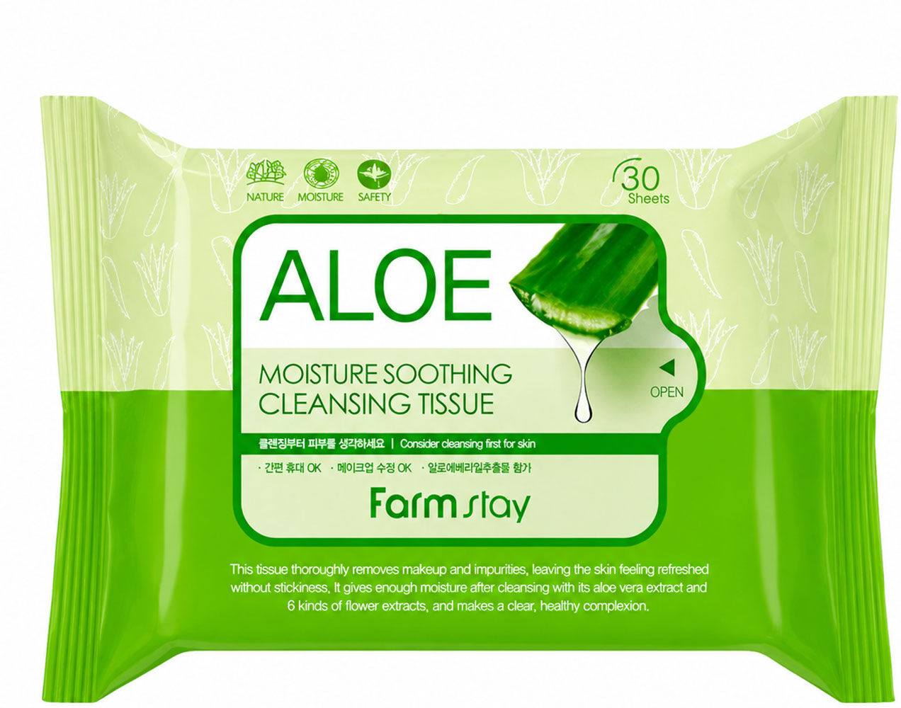FARM STAY Aloe Moisture Soothing Cleansing Tissue 30pcs