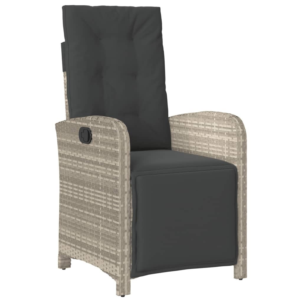 DKD HOME DECOR Tuinstoel met voetsteun, verstelbaar, lichtgrijs, polyrotan