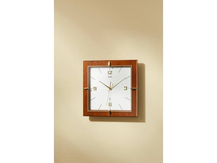 AMS Wanduhr mit Funkuhrwerk, Wanduhr eckig