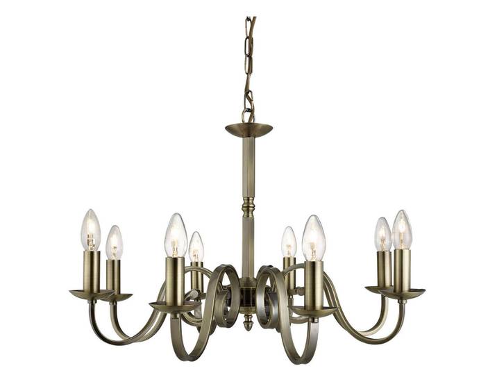 Kronleuchter Richmond, Messingfarben, Metall, 94 cm, höhenverstellbar, Lampen & Leuchten, Innenbeleuchtung, Hängeleuchten, Kronleuchter