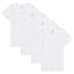 Sanetta Jungen T-Shirt, 4er Pack - Unterhemd, Basic, Cotton Weiß / 152