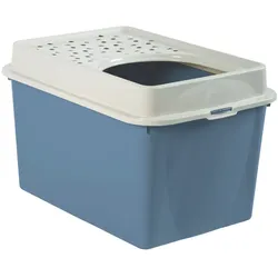 Rotho Babydesign Rotho MyPet Eco Berty Katzenklo mit Top-Eingang, blau/weiss (recycelt)