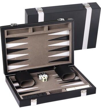 GSE Games & Sports Expert "GSE™ 11"" Leather Backgammon Board Game Set, Portable Folding Backgammon Board Game with Game Pieces - Small"