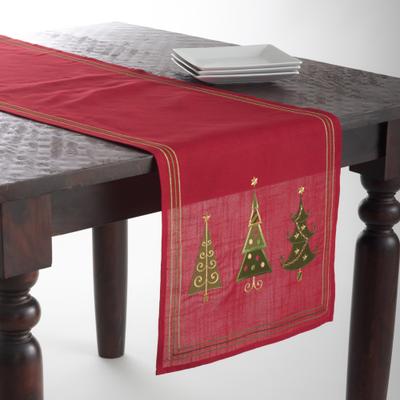 Saro Lifestyle Table Runner with Embroidered Christmas Tree