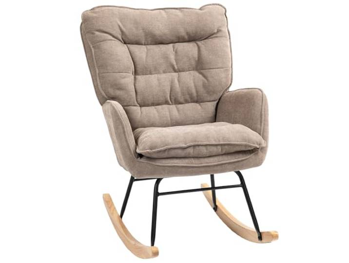 Ropilly Schaukelsessel mit Chenilleoptik, Stillsessel Braun Weiche Polsterung, Holzkufen mit Filz und ergonomische Rückenlehne für ruhige, bequeme Sitzmomente.