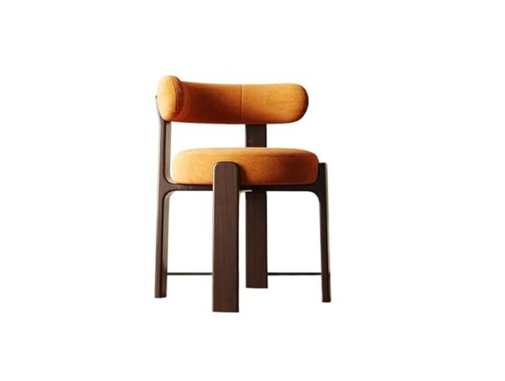 OUTIFUOTPP Nordic Licht Luxus Wohnzimmer Stuhl Massivholz Restaurant Esszimmer Moderne Schlafzimmer Rückenlehne Stühle Hause Make-Up Hocker(Walnut-Orange Linen)
