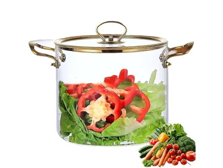 Hitzebeständiger Kochtopf aus Borosilikatglas, Glastopf For Zuhause, Küche, Restaurant, Glaskochgeschirr, Herd Spülmaschine(5.5L)