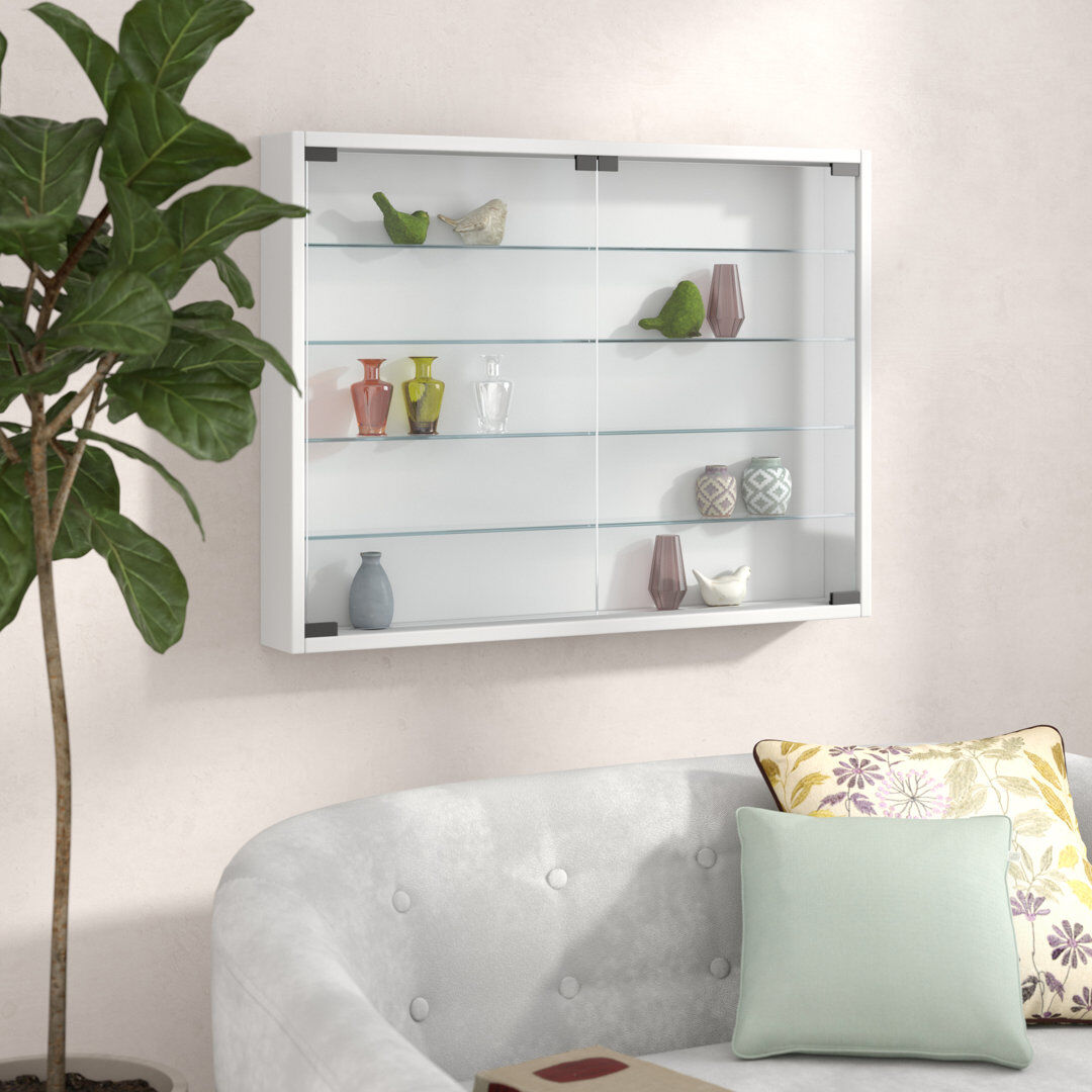 17 Stories Farnsworth Glass 80 cm W Display Cabinet White 60cm H X 80cm W X 10cm D