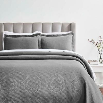 Home City, Inc. Peploi Matelasse Bedspread Set, Queen, Gray