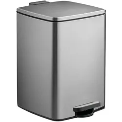 Relaxdays Mülleimer Küche, 20 Liter, entnehmbarer Inneneimer, Fußpedal, mit Müllbeutel, Tretmülleimer, Eisen, silber