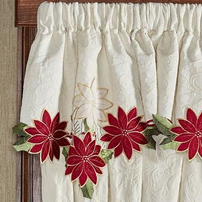 Touch of Class Poinsettia Matelasse Ascot Valance Light Cream 36 x 22, 36 x 22, Light Cream