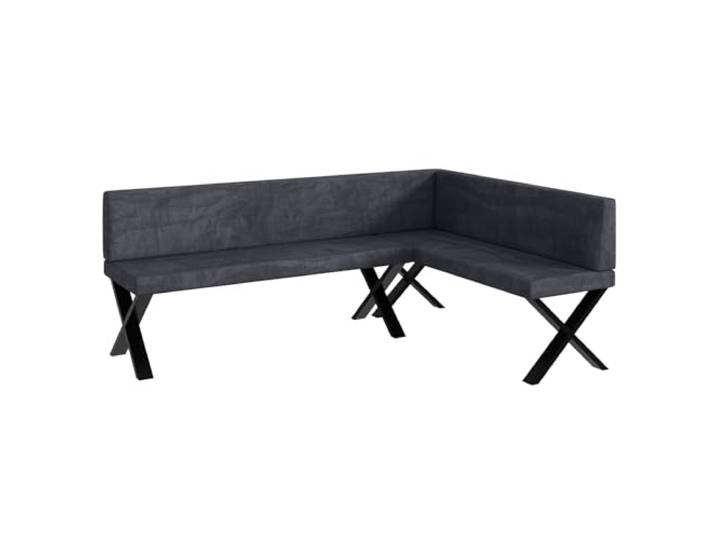 MEBLINI Eckbank für Esszimmer - Küchenbank - Essecke - Sitzecke Küche - Toni - X-Beine 142x196x87cm Rechts - Dunkelgrau Samt