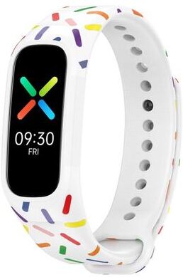 Everyday Crate OPPO Band Silicone Watch Band Sports Rainbow Dots Soft Replacement Strap white