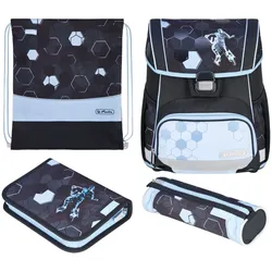 Herlitz Loop Plus Cyber Soccer Schulranzen-Set Junge Polyester Blau, Dunkelblau