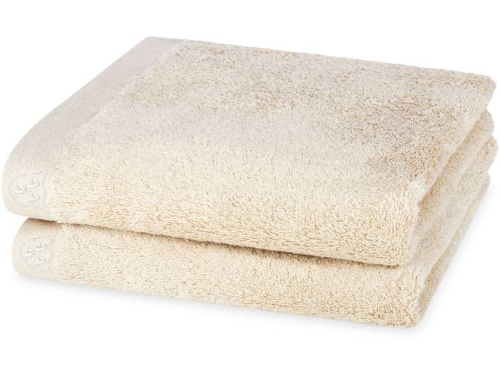 Handtücher ROSS Doubleface, Uni/Streifen , beige (natur), B:50cm L:100cm, Frottier, Baumwolle, Handtücher, Handtücher, aus feinster Baumwolle