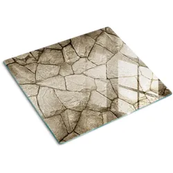 GLASPLATTE 60x52 cm Steinmauer