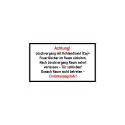 Zusatzschild Löschvorgang mit CO2-Feuerlöscher im Raum