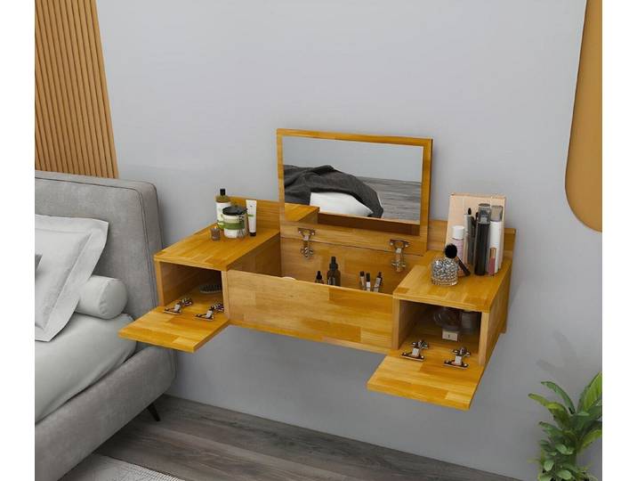 JVmoebel Schminktisch Brauner Schminktisch mit Spiegel und geräumiger Kommode (Schminktisch), Made in Europa