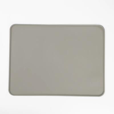 Uplift Essentials Silicone Pet Feeding Mat Waterproof Non Slip Placemat With Raised Splash Guard light Grey