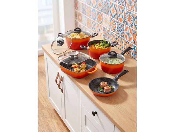 STONELINE® Kochtopf-Set, 15-teilig, Orange
