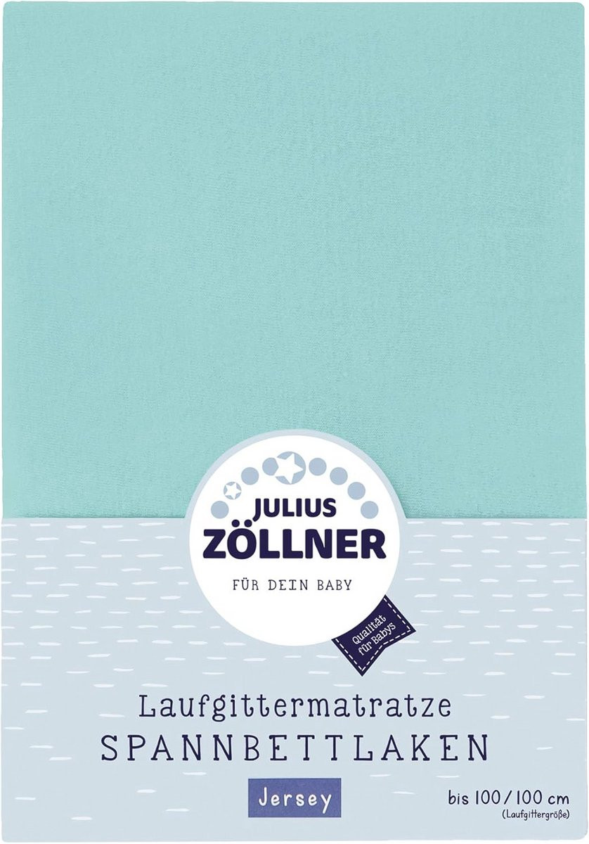 Julius Zöllner Jersey hoeslaken voor boxmatrassen, Mint, 68 x 90 tot 100 x 100 cm
