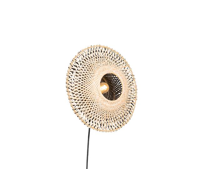 Applique murale orientale en bambou 35 cm avec prise - Rina