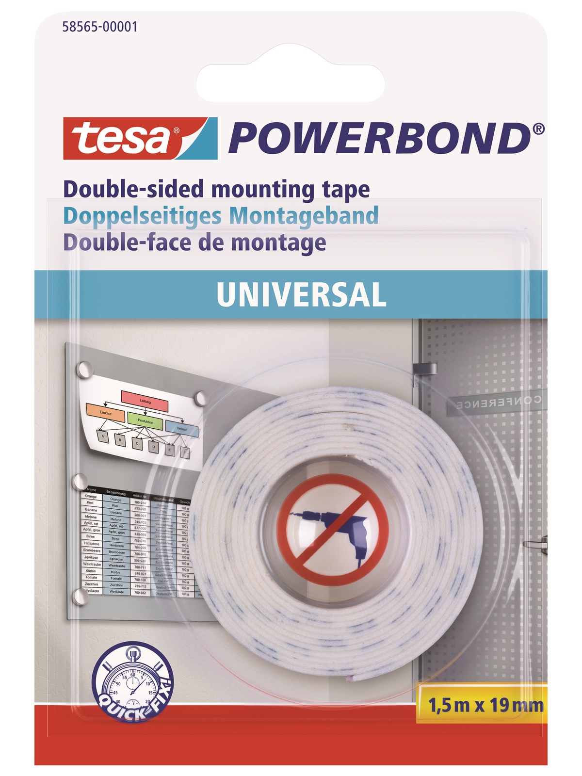 tesa Powerbond Mounting Tape Universal 1.5m x 19mm