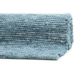 THEKO Handwebteppich Alpen UNI blue 190 x 290 cm