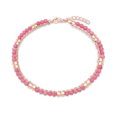 Fußkette S.OLIVER "Colorful Beads", rosa (roségoldfarben, rosé), Fußketten, Damen, Edelstahl Perlen, Edelstahl, Perlen, mit Glasperle
