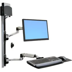 Ergotron LX Wall Mount System with Small CPU Holder - Befestigungskit (CPU-Halter, Mausha (Wand, 27", 9.10 kg), Monitor Halterung, Silber, Schwarz