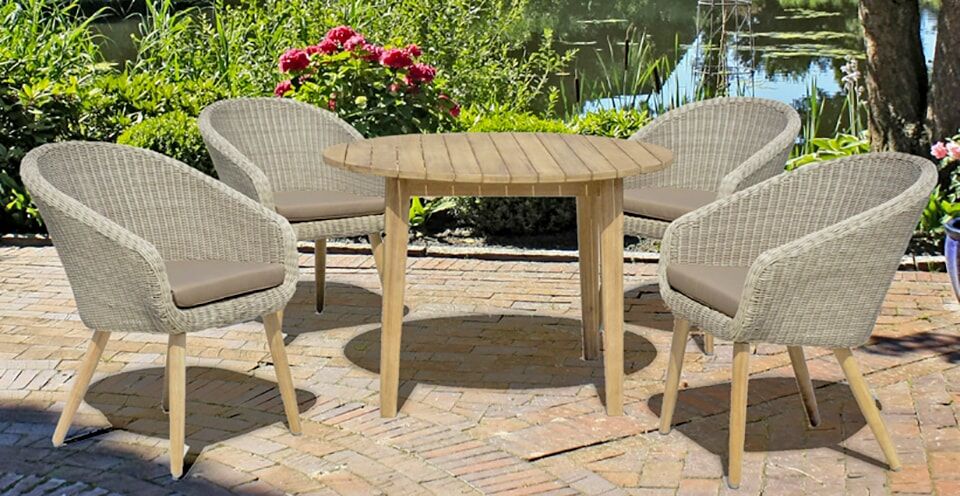Garten-Essgruppe GARDEN PLEASURE "ARVADA", braun (hellbraun), Sitzmöbel-Sets, Garten-Essgruppe