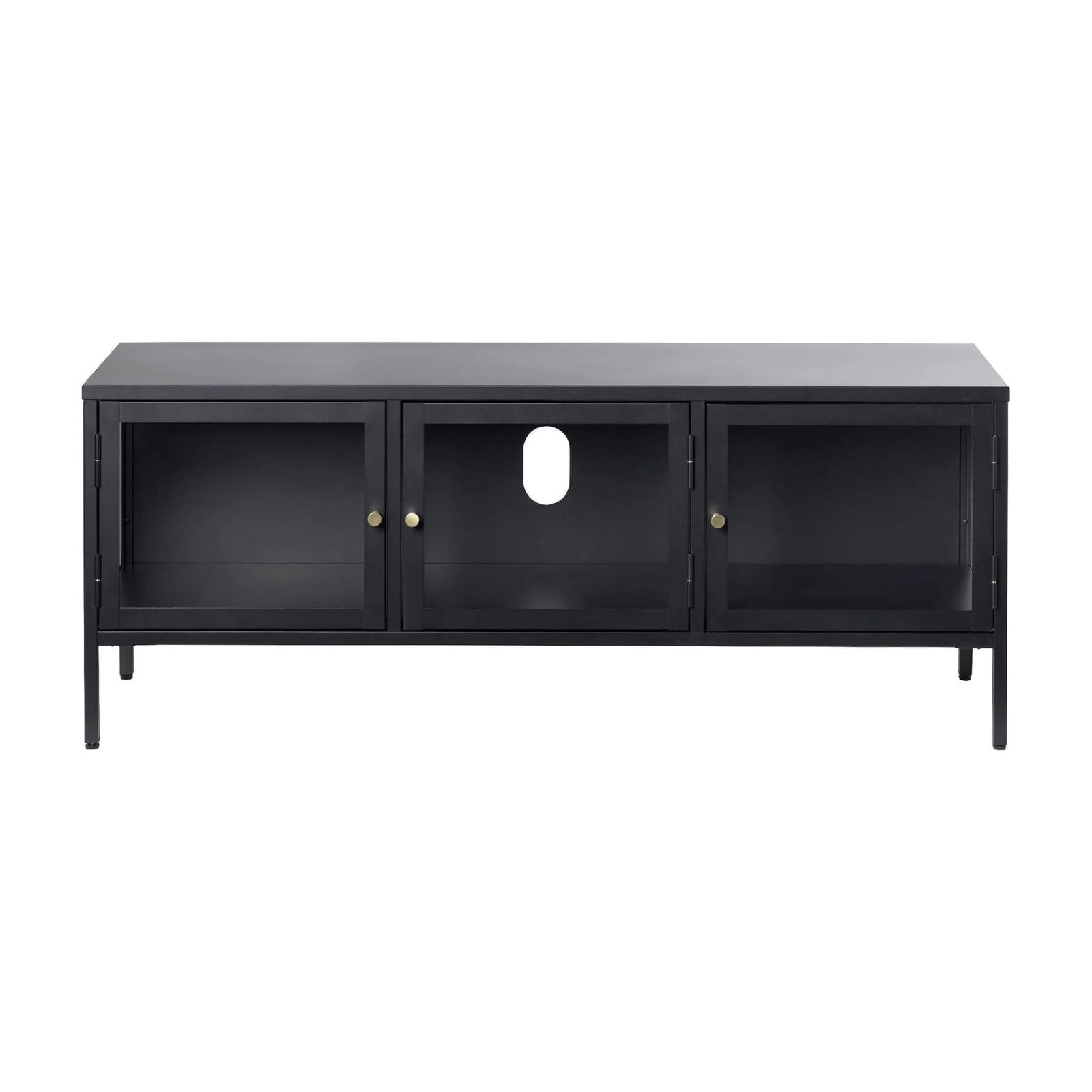 Nest of Nora Maja TV-meubel lowboard met glazen deuren - Zwart - Metaal