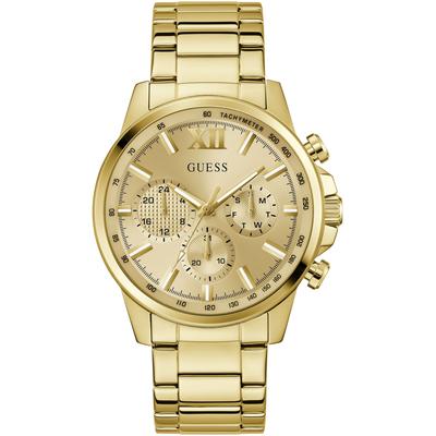 Multifunktionsuhr GUESS "WALKER", gold (goldfarben, champagnerfarben, champagnerfarben), Armbanduhren, Herren, goldfarben, Quarzuhr, Armbanduhr, Herrenuhr, Datum, Wochentag, Edelstahlarmband