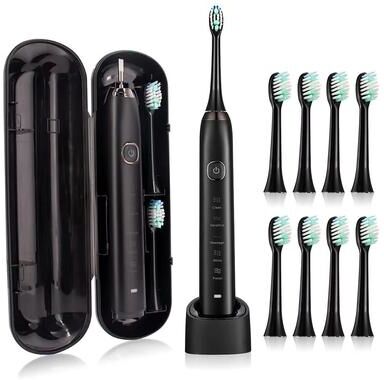 Inspired Finds Sarmocare S100 Sonic Electric Toothbrush Smart Ultrasonic Whitening With 8 Brush Heads black