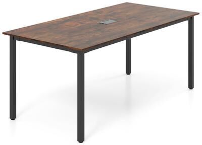Costway 6 Feet Conference Room Table Large Meeting Table Rectangle Seats 8-10 People-Rustic Brown