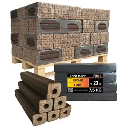 PINI Kay Eichenholzbriketts 23 cm 630 kg Palette Hartholzbriketts Eiche Briketts für Kamin Ofen Feuerstelle Grill