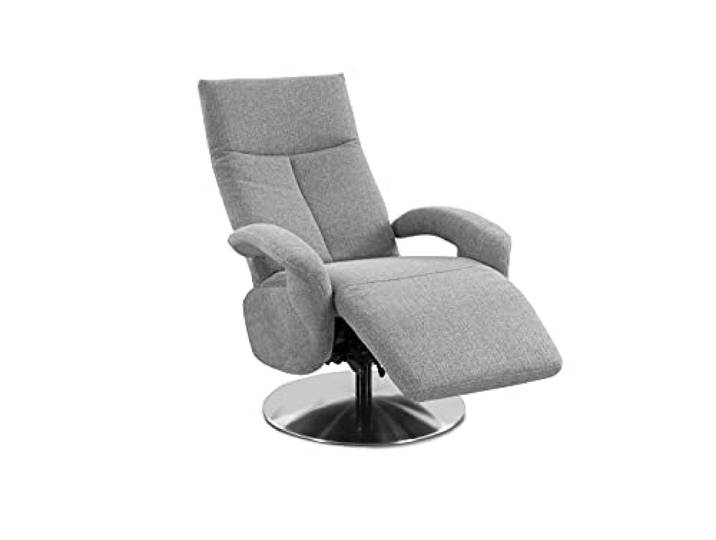 CAVADORE TV-Sessel Tirol / Fernsehsessel mit manuell verstellbarer Relaxfunktion / 74 x 112 x 82 / Strukturstoff: Hellgrau