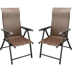 Klappsessel ANTIBES Hochlehner, Metall + Polyrattan braun, klappbar, 2 Stück
