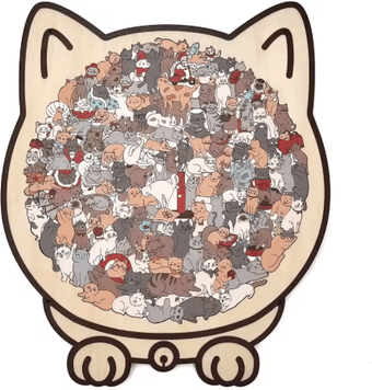Inspire Picks Cat Shaped Wooden Jigsaw Puzzle Unique Animal Puzzle For Cat Lovers & Gifts style A