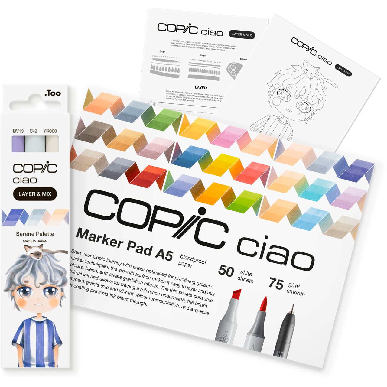 COPIC Ciao Serene Palette Starter Layoutmarker-Set farbsortiert 1,0 + 6,0 mm, 1 Set