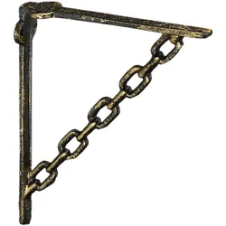 Relaxdays Regalwinkel Gusseisen, 2er Set, Antik, Vintage Regalträger, Ketten-Motiv, Wandhalter für Regalboden, bronze