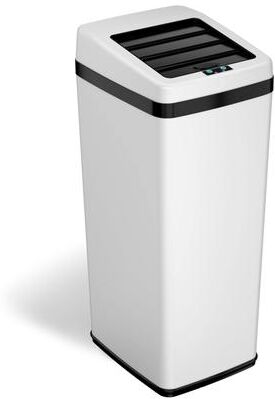 iTouchless 14 Gal White Stainless Steel Sliding Lid Sensor Trash Can