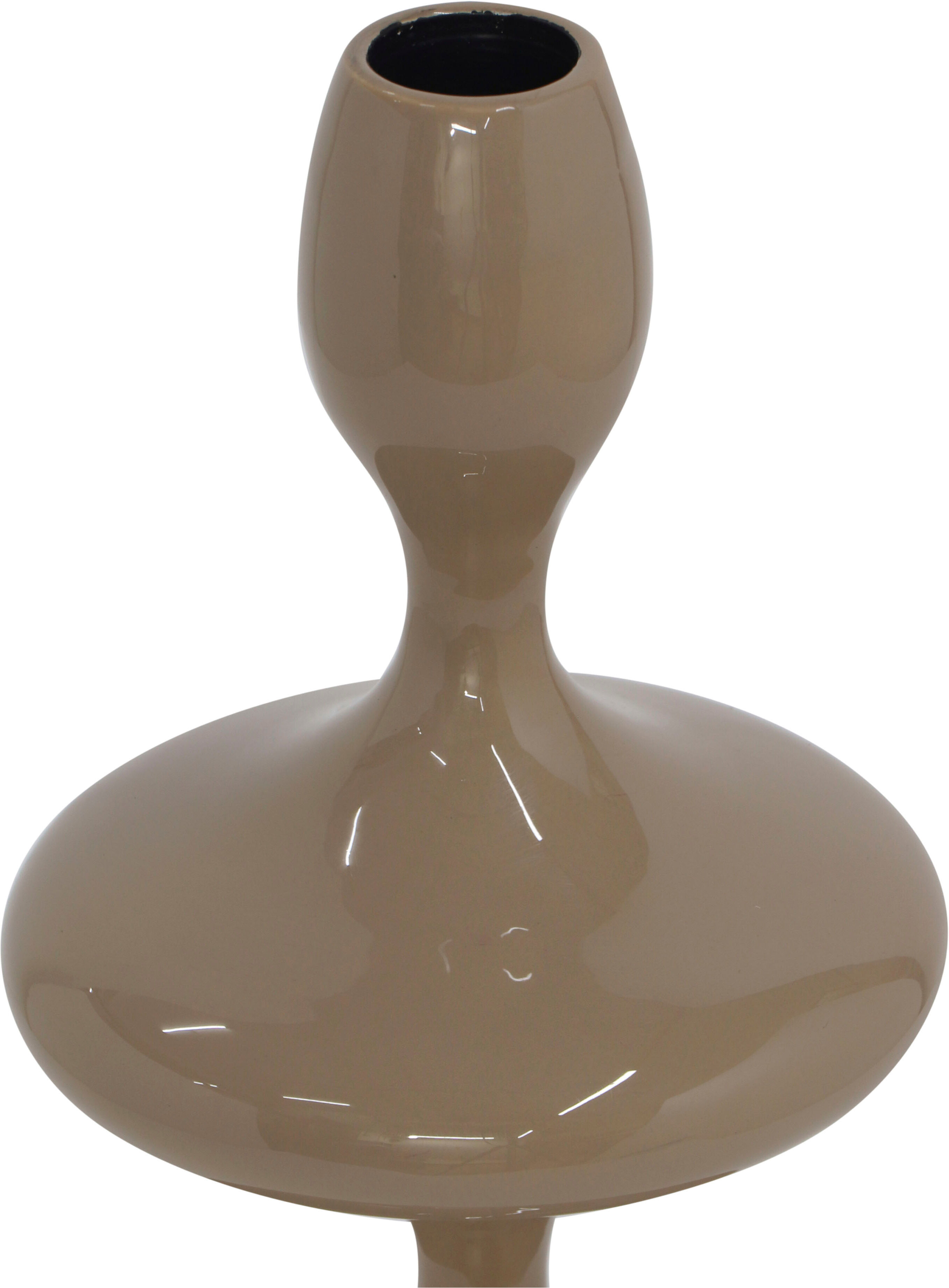 Kerzenhalter MIRRORS AND MORE "LAUREEN", beige (warm beige), B:11cm H:28cm, Metall, Kerzenhalter, Kerzenhalter, Aussergewöhnliche, moderne Form warm beige B/H/T: 11cm x 28cm