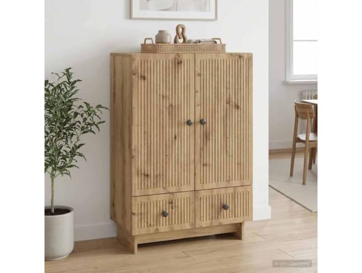 RJPLMFV Anrichte Eiche 66 x 34,5 x 95 cm aus Holz Wohnzimmerregal, Schubladen und Türen, modernes Vintage-Design, einfache Montage, einfache Wartung